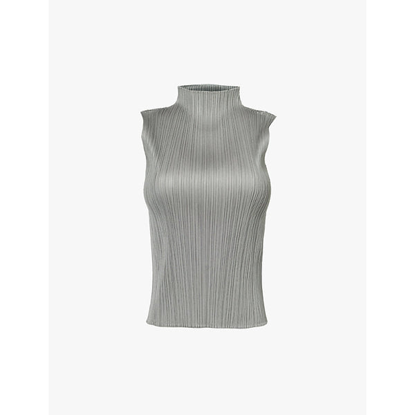  Pleats Please Issey Miyake Basic high-neck pleated woven top