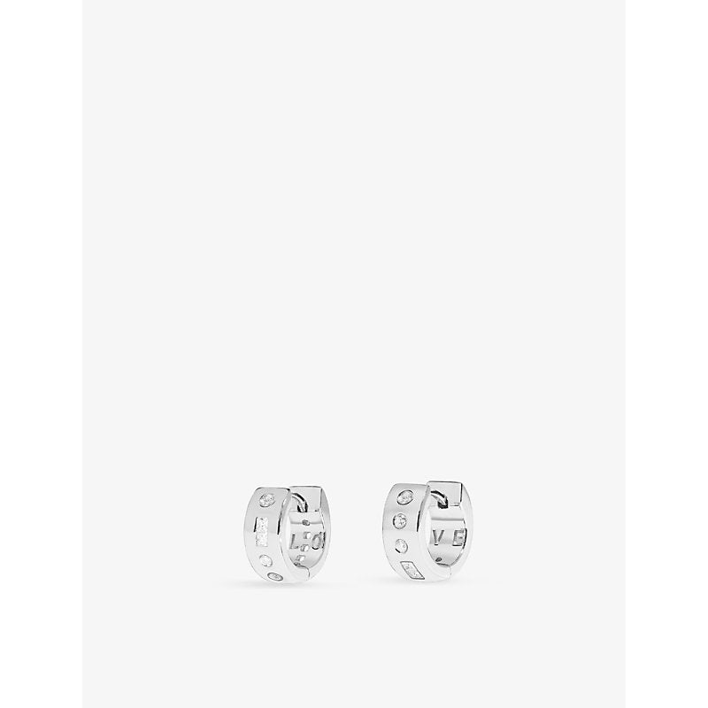  Apm Monaco Huggie pave cubic-zirconia sterling-silver earrings