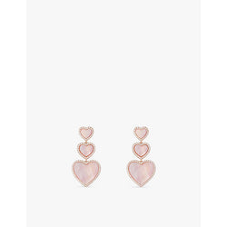  Apm Monaco Eternelle pink nacre, cubic-zirconia heart 18ct gold-plated earrings