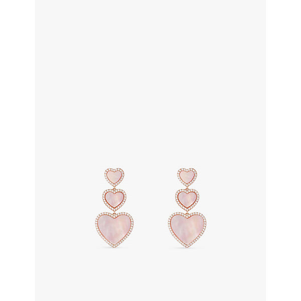  Apm Monaco Eternelle pink nacre, cubic-zirconia heart 18ct gold-plated earrings