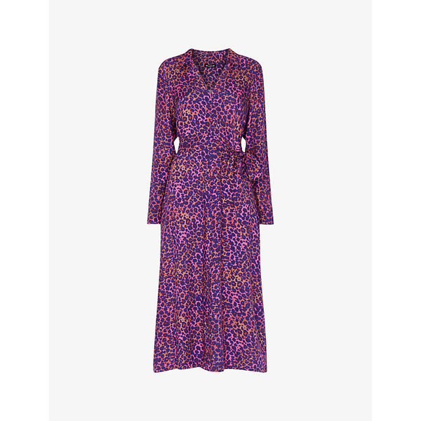 Whistles Mottled leopard-print woven midi dress | WHISTLES