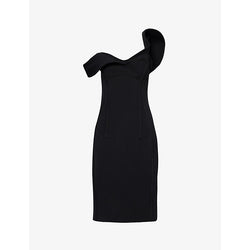 Bottega Veneta Sweetheart-neck double-layered wool midi dress | BOTTEGA VENETA