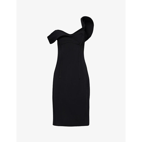 Bottega Veneta Sweetheart-neck double-layered wool midi dress