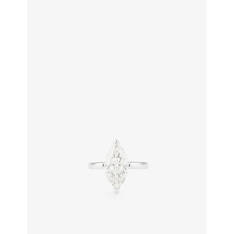 The Diamond Lab Hidden Halo 18ct white-gold and 3.03ct marquise-cut diamond ring