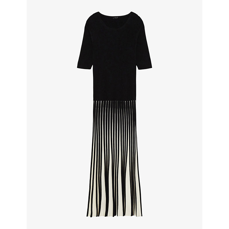 Joseph Pleated monochrome stretch-woven midi dress | JOSEPH