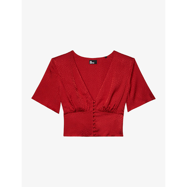  The Kooples Jacquard-dot V-neck woven top