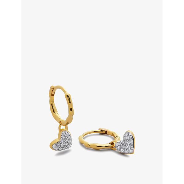 Monica Vinader Heart 18ct yellow gold-plated vermeil sterling-silver and 1.7ct diamond huggie earrings