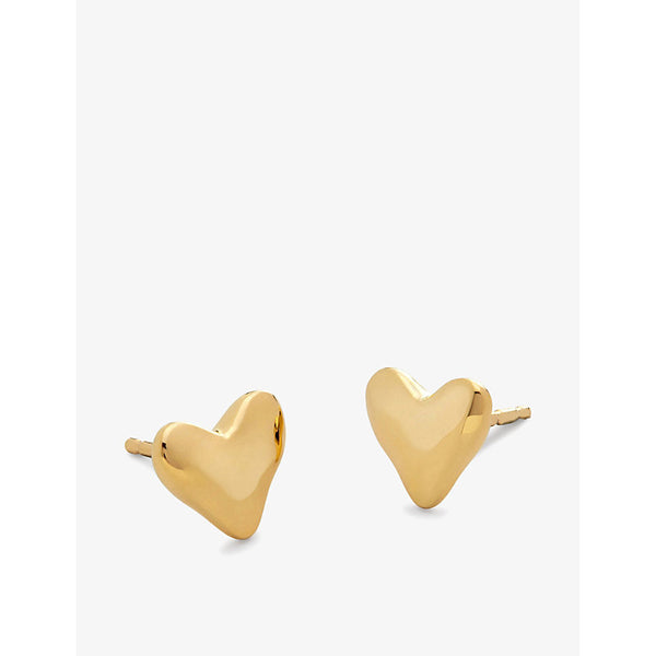 Monica Vinader Heart 18ct yellow gold-plated vermeil sterling-silver stud earrings