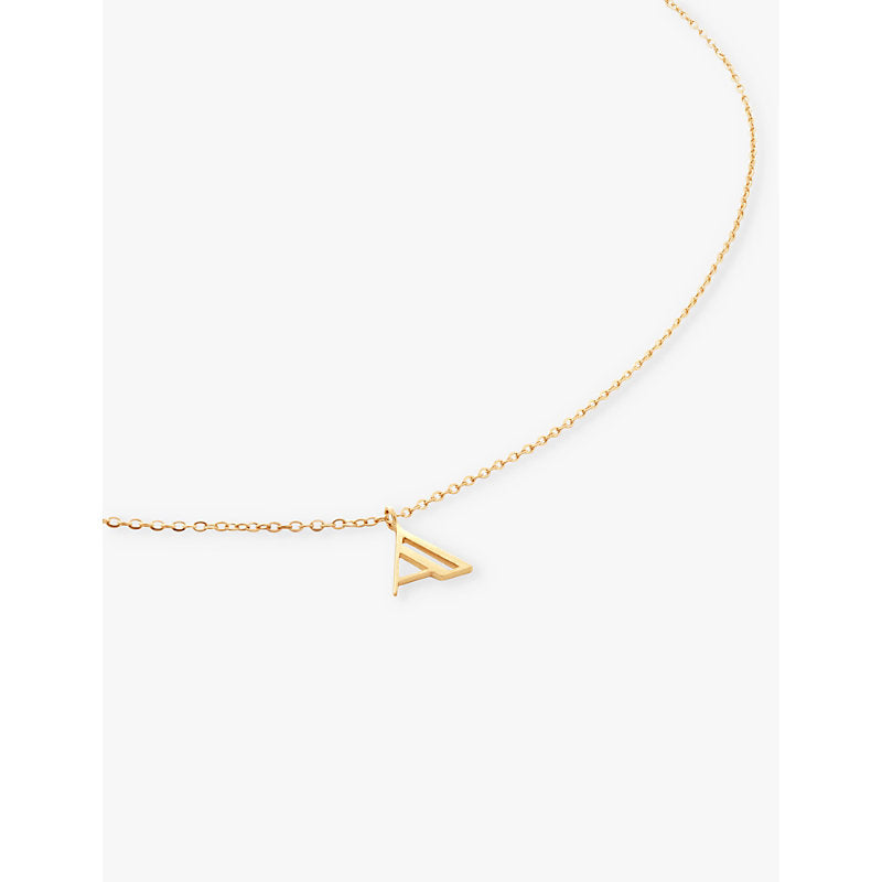 Monica Vinader A-initial art-deco 14ct solid-gold necklace