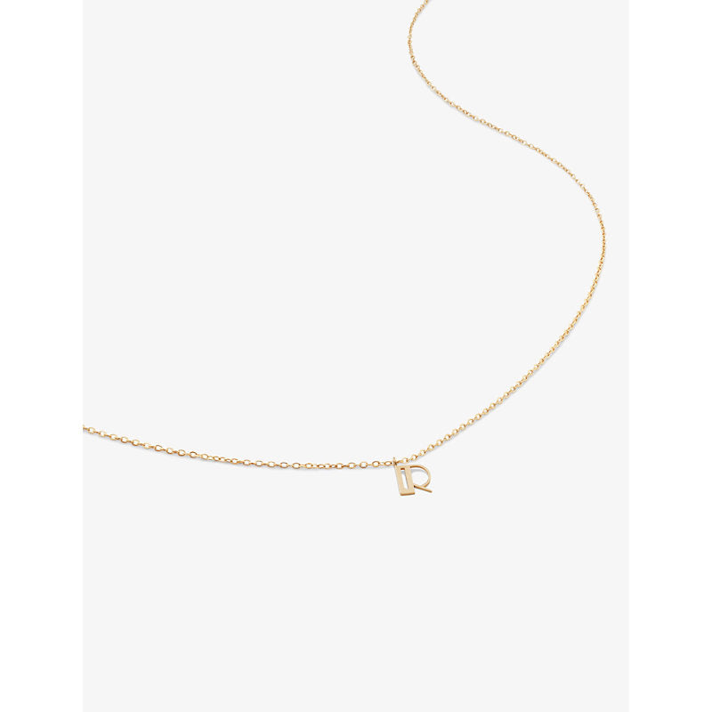 Monica Vinader Small letter R 14ct yellow-gold pendant necklace