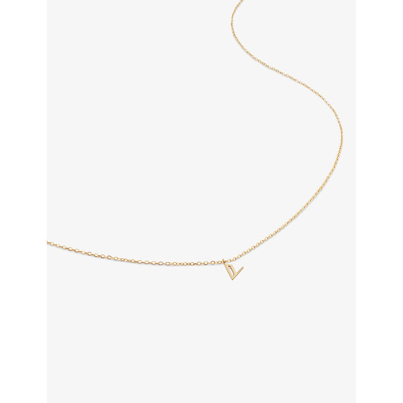 Monica Vinader Small letter V 14ct yellow-gold pendant necklace