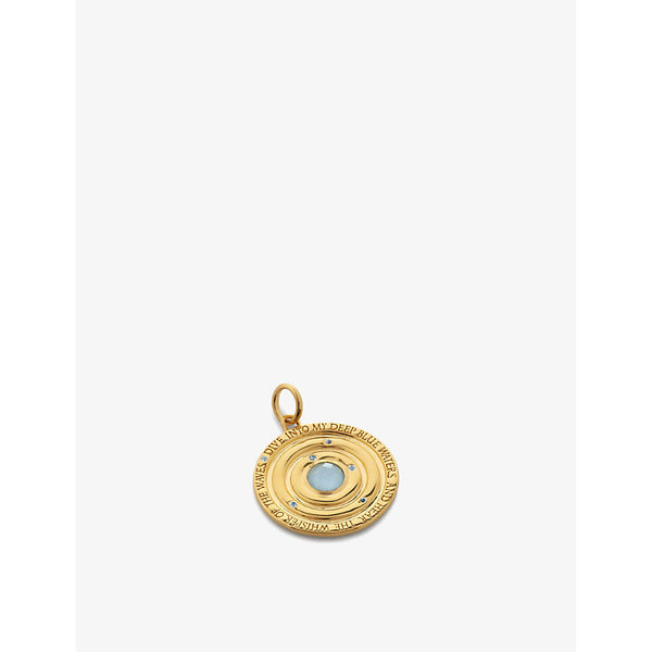 Monica Vinader Ocean 18ct yellow gold-plated sterling-silver vermeil and aquamarine pendant charm