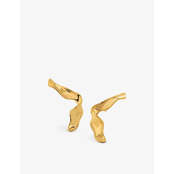 Monica Vinader Wave Large 18ct yellow gold-plated vermeil sterling-silver stud earrings