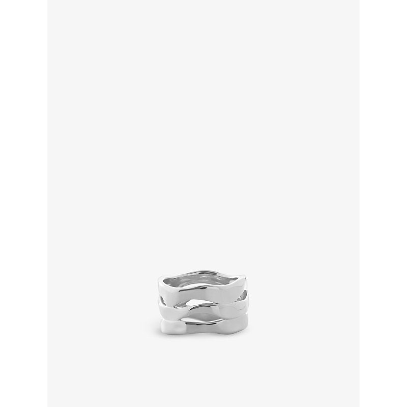 Womens Monica Vinader Wave Triple Band sterling-silver ring