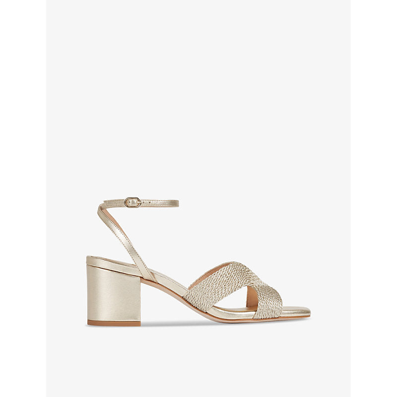 Lk Bennett Stella woven metallic-leather heeled sandals