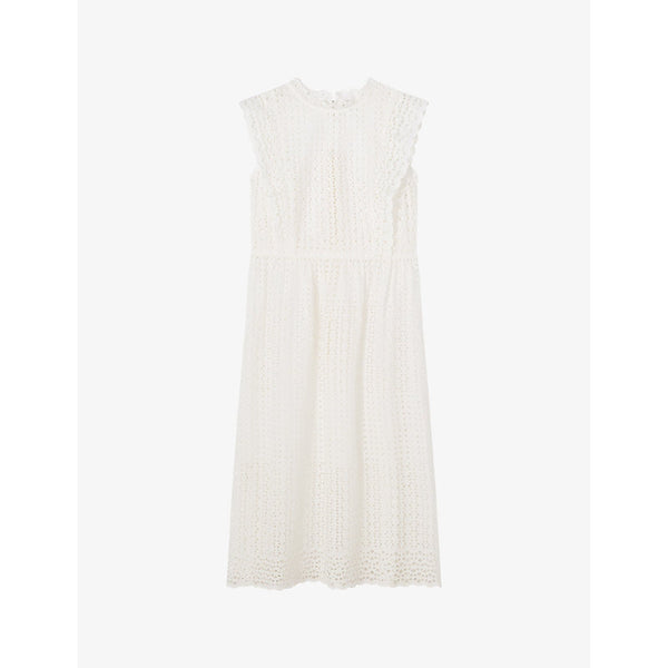 Lk Bennett Laila high-neck broderie-anglaise cotton midi dress