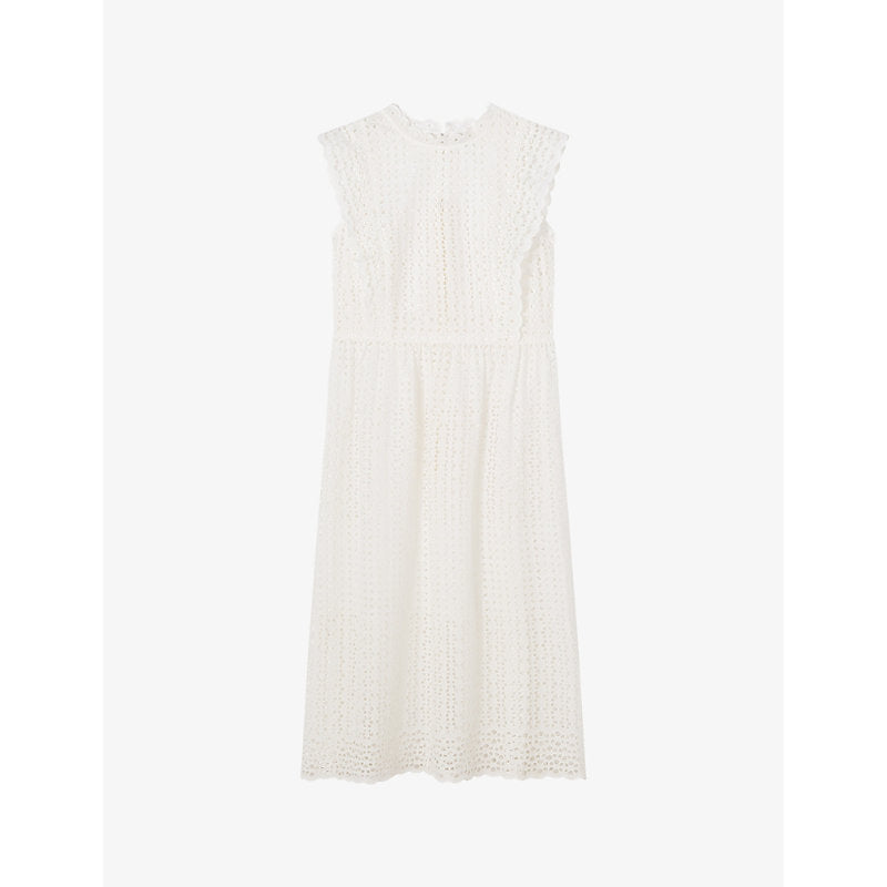 Lk Bennett Laila high-neck broderie-anglaise cotton midi dress | LK BENNETT