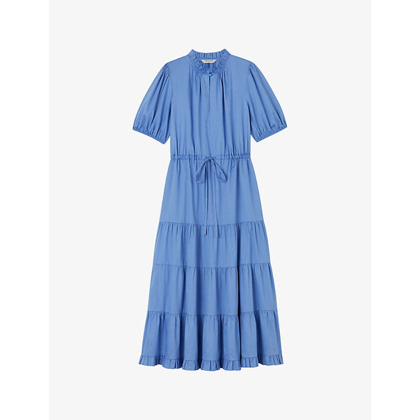 Lk Bennett Hedy tiered-hem tie-waist organic-cotton midi dress