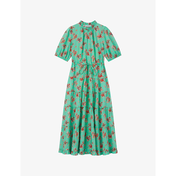 Lk Bennett Hedy floral-print puff-sleeve cotton midi dress | LK BENNETT