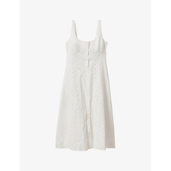 Reiss Clarice broderie linen midi dress