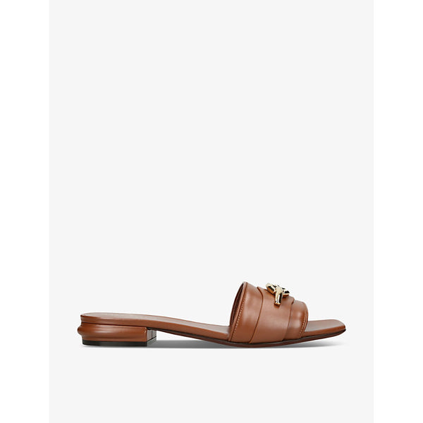 Valentino Garavani Moon logo-plaque leather sliders