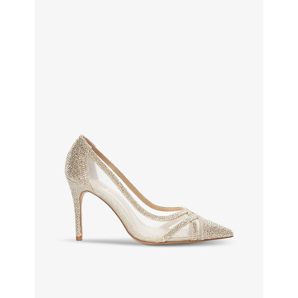  Dune Bridged rhinestone-embellished mesh and woven courts