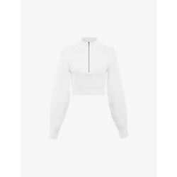  House Of Cb Reeva balloon-sleeve stretch-woven jumper