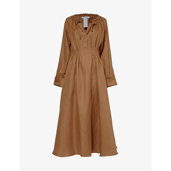 Max Mara Drina pleated linen and silk-blend maxi dress