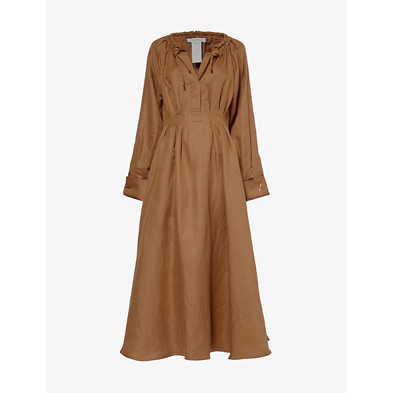 Max Mara Drina pleated linen and silk-blend maxi dress | MAX MARA