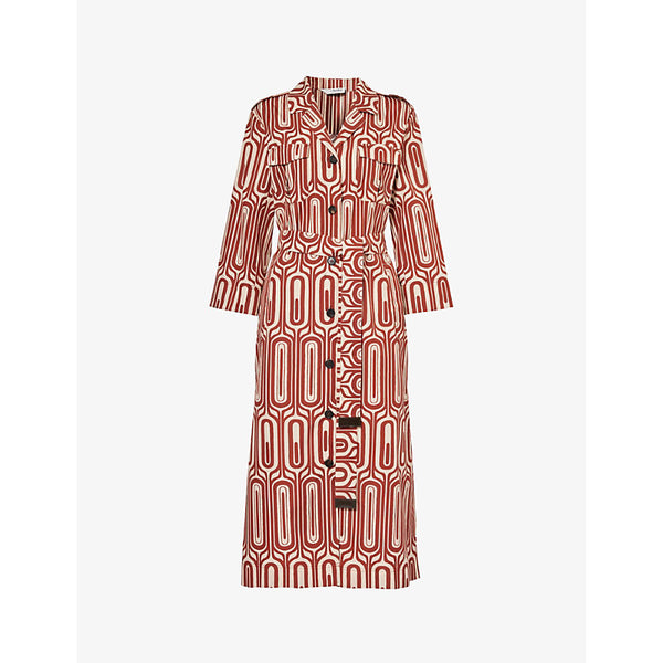 S Max Mara Fata geometric-pattern cotton midi dress | S MAX MARA