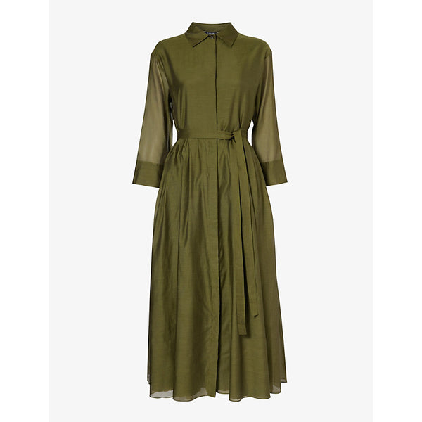 S Max Mara Sial spread-collar relaxed-fit cotton and silk-blend midi dress | S MAX MARA