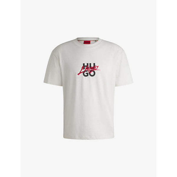  Hugo Double-logo relaxed-fit cotton-jersey T-shirt