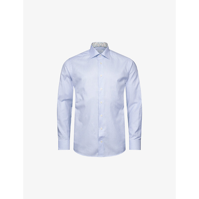  Eton Solid regular-fit cotton-blend Oxford shirt