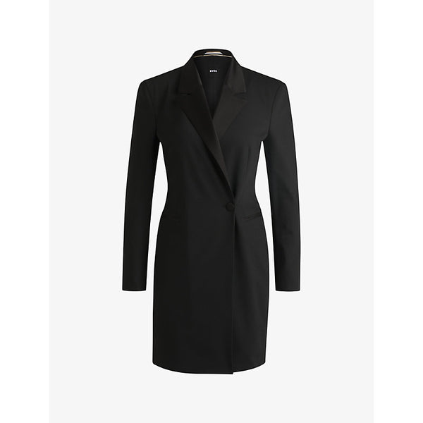 Boss Notch-lapel slim-fit wool-blend blazer dress