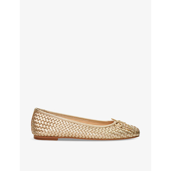 Dune Heights bow-embellished woven leather ballet flats