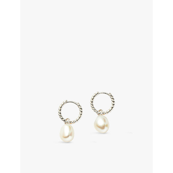  Missoma Pearl twisted rhodium-plated recycled sterling-silver small hoop earrings