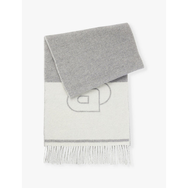 Boss Branded fringed-edge wool-blend scarf