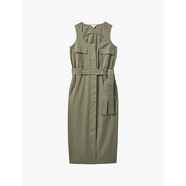 Reiss Elin utility stretch-cotton midi dress | REISS