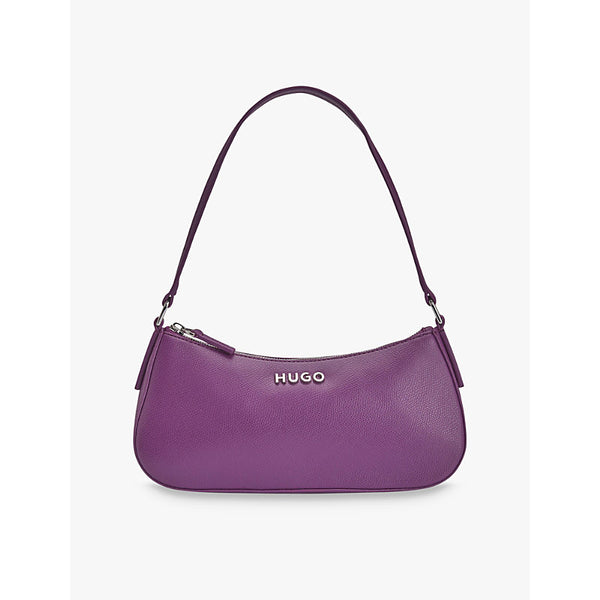 Hugo Logo-plaque croc-embossed leather shoulder bag