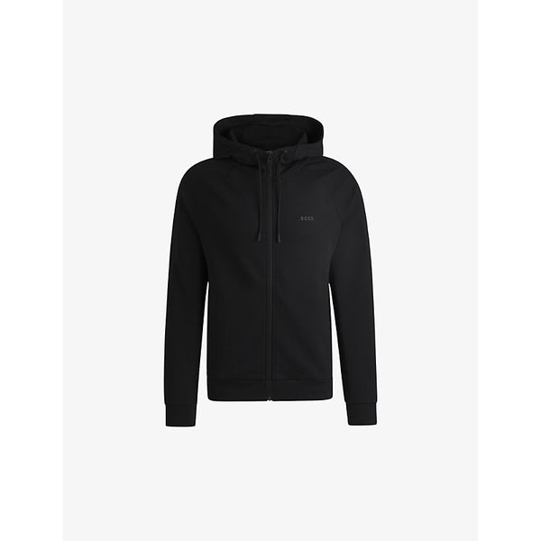  Boss Brand-print zipped stretch-cotton hoody