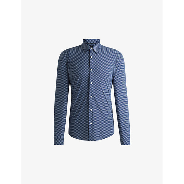  Boss Geometric-pattern slim-fit stretch-jersey shirt