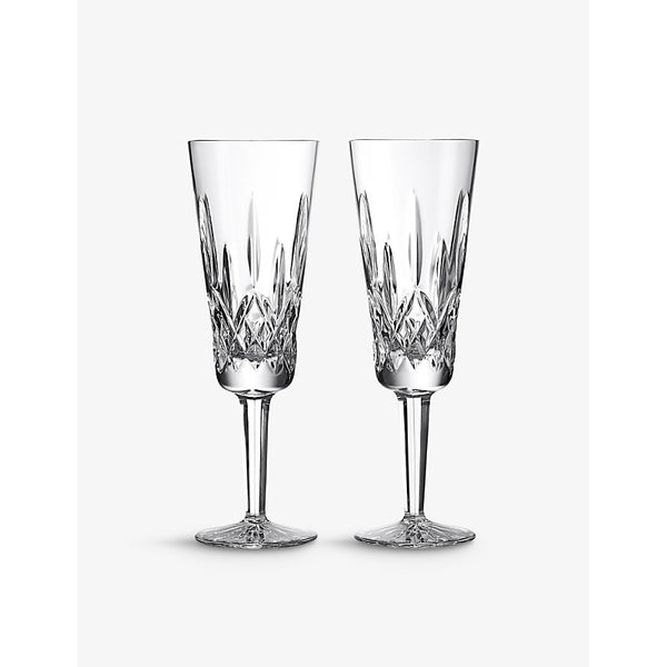 Waterford Lismore crystal glass flute 225ml set of two