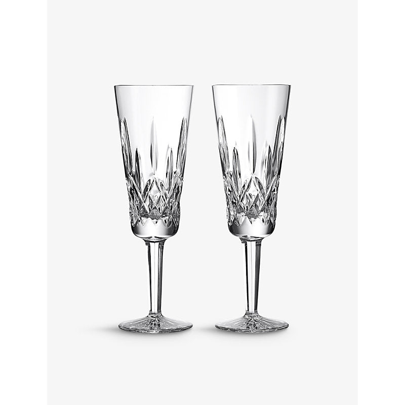 Waterford Lismore crystal glass flute 225ml set of two