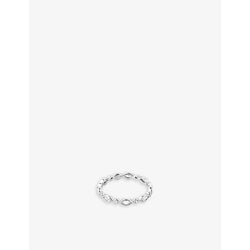  Astrid & Miyu Navette rhodium-plated recycled sterling-silver and zirconia ring