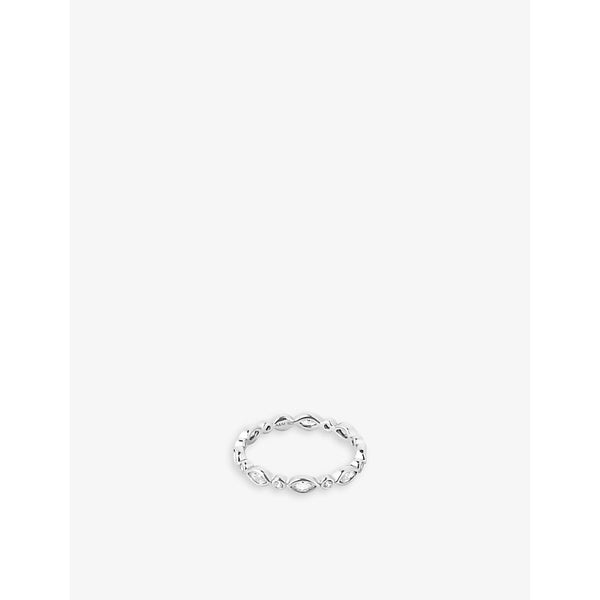  Astrid & Miyu Navette rhodium-plated recycled sterling-silver and zirconia ring