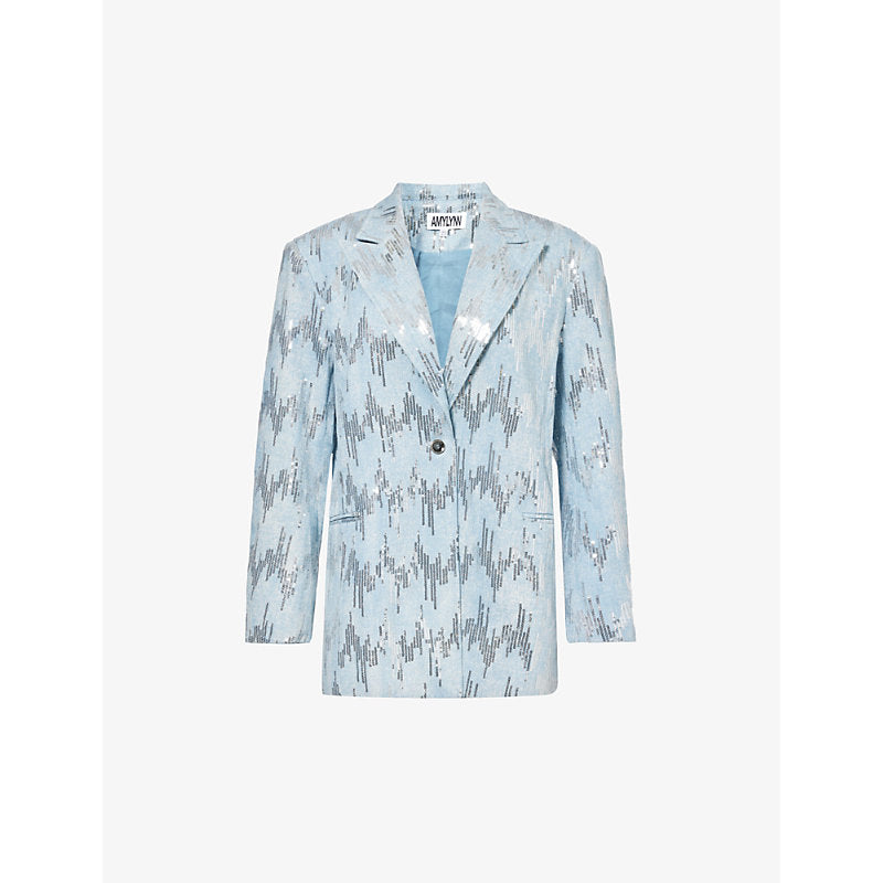  Amy Lynn Sequin-embellished single-breasted denim blazer