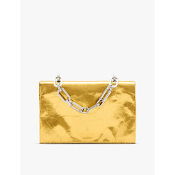 Allsaints Yua metallic-leather clutch bag | LYBSTORE