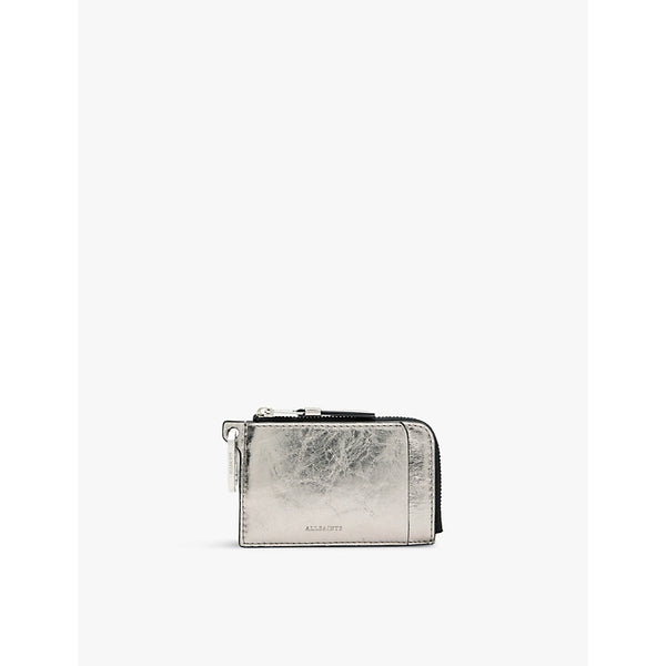 Allsaints Remy logo-debossed zip-up leather wallet | LYBSTORE