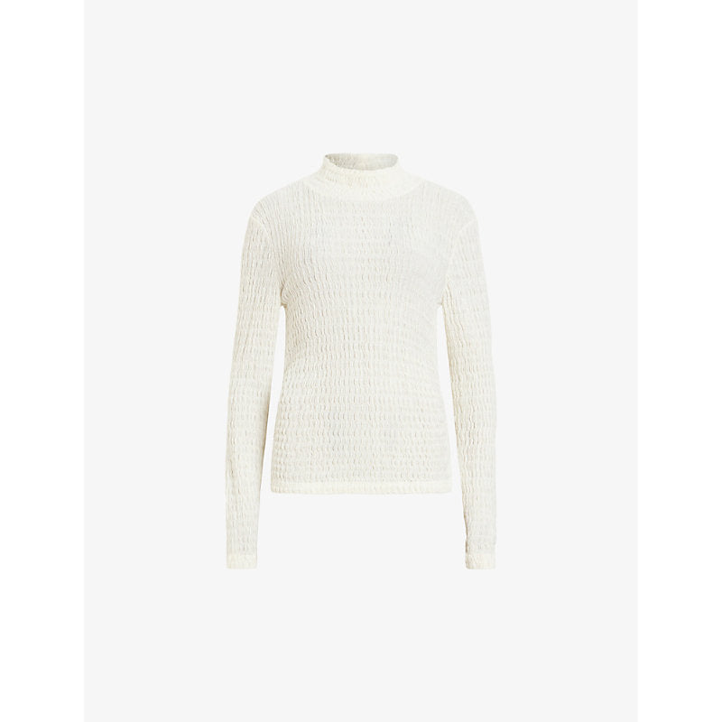  Allsaints Connie Francesco long-sleeve crinkle stretch-cotton top