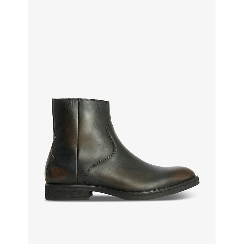 Allsaints Lang logo-embossed leather ankle boots